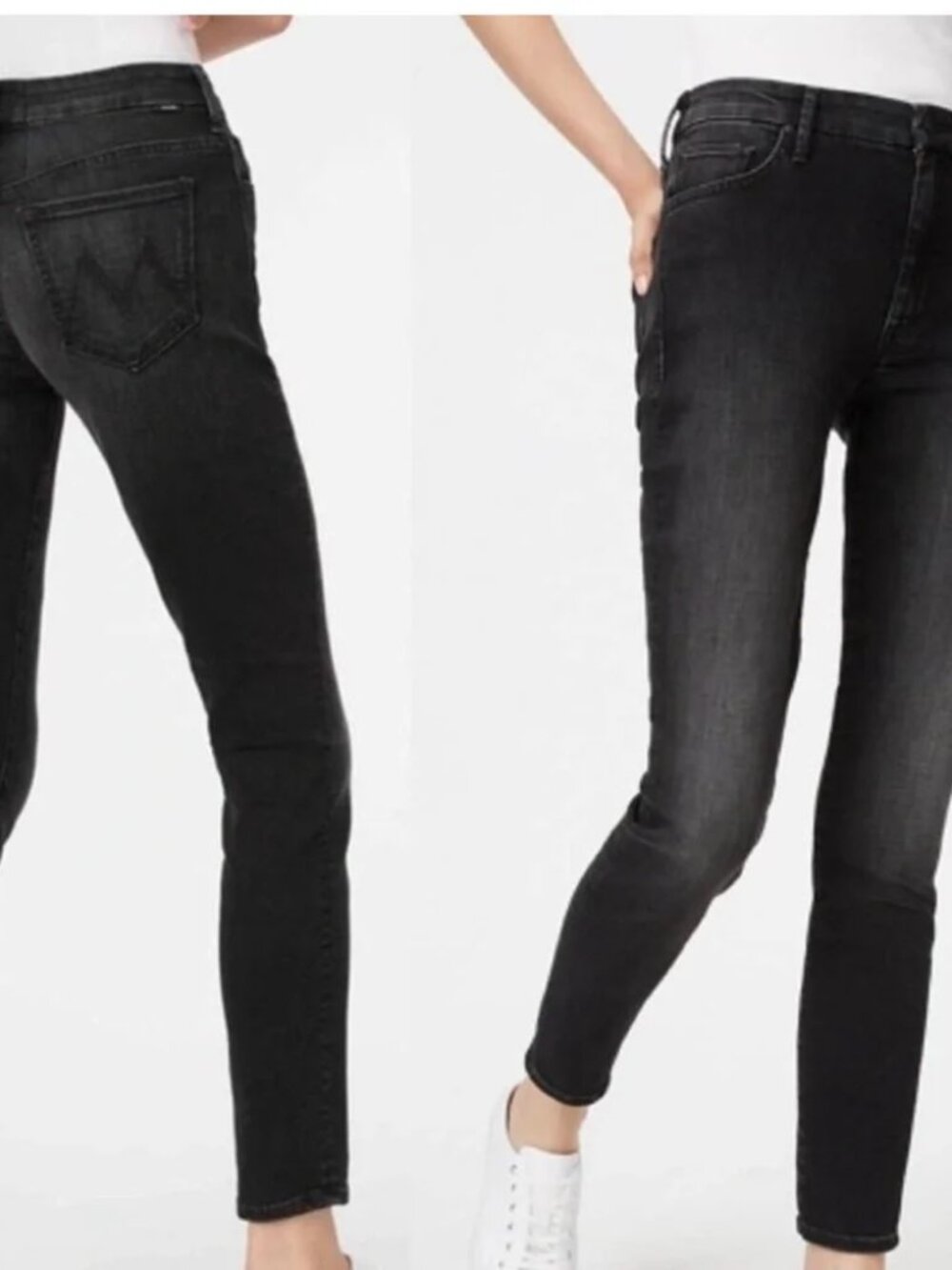 MOTHER The Looker Jeans Womens 23 Black Night Hawk Mid Rise Skinny Stretch Denim